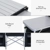 Outsunny Aluminum Portable Camping Kitchen Fold-Up Cooking Table With Windscreen and 3 Enclosed Cupboards for BBQ, Party, Picnics, Backyards