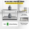 VEVOR Stainless Steel Prep Table, 48 x 18 x 34 Inch, 550lbs Load Capacity Heavy Duty Metal Worktable with Adjustable Undershelf