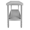 VEVOR Stainless Steel Prep Table, 48 x 18 x 34 Inch, 550lbs Load Capacity Heavy Duty Metal Worktable with Adjustable Undershelf