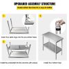VEVOR Stainless Steel Prep Table, 48 x 18 x 34 Inch, 550lbs Load Capacity Heavy Duty Metal Worktable with Adjustable Undershelf