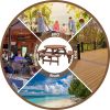 Circular Outdoor Wooden Picnic Table with Built-in Benches for Patio Backyard Garden; DIY; 1720lb Capacity; Natural/Gray